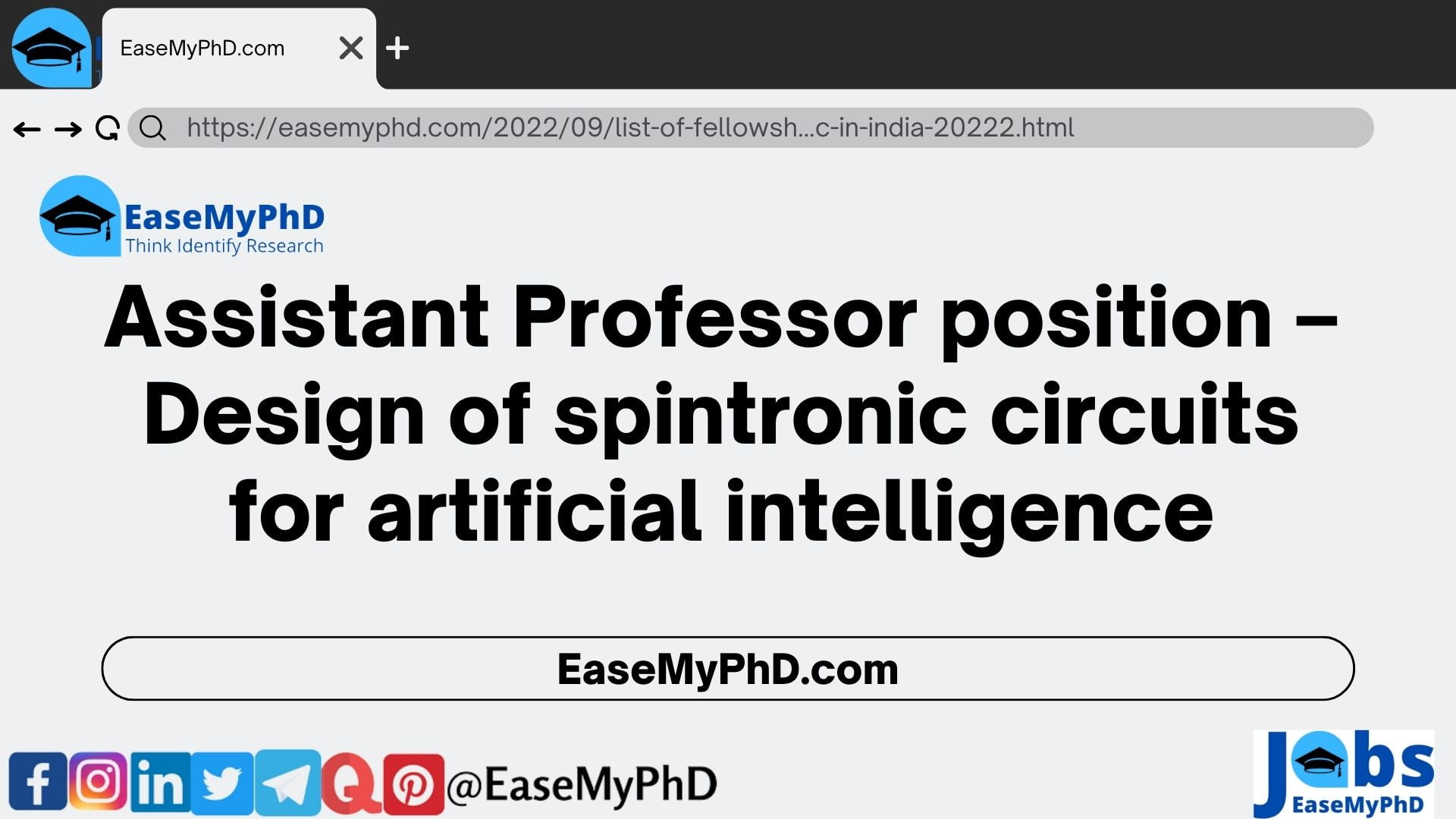 Assistant Professor position – Design of spintronic circuits for artificial intelligence