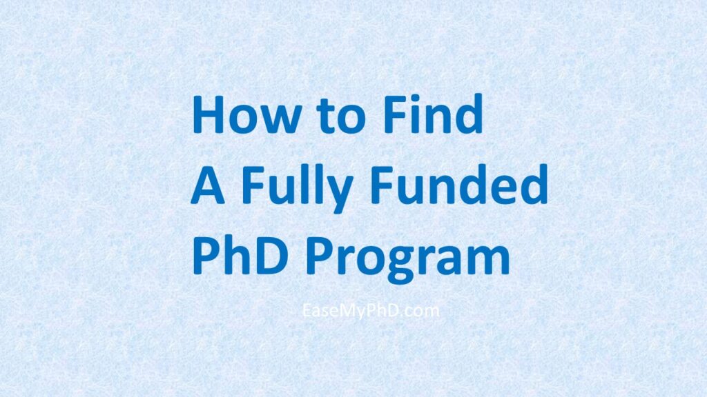 how to find fully funded phd programs