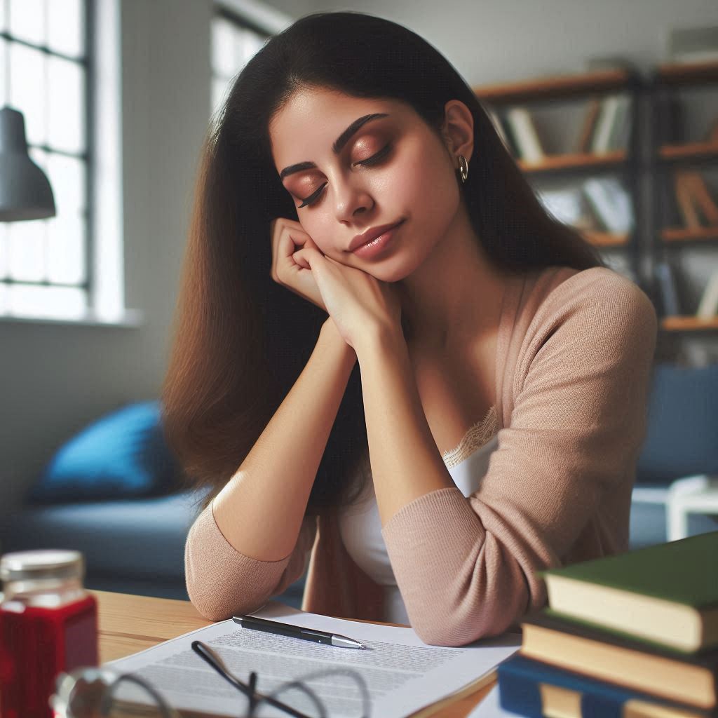 A calm and focused PhD student working on their dissertation, representing a smooth and supported PhD journey.